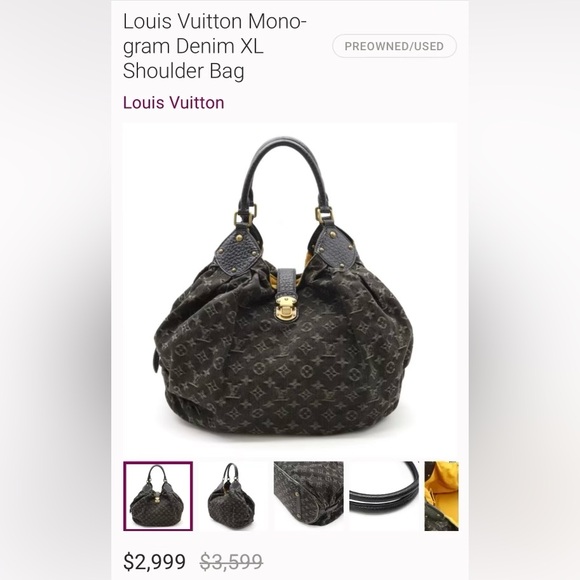 Louis Vuitton Black Denim Mahina XL Hobo Bag - Picture 1 of 13
